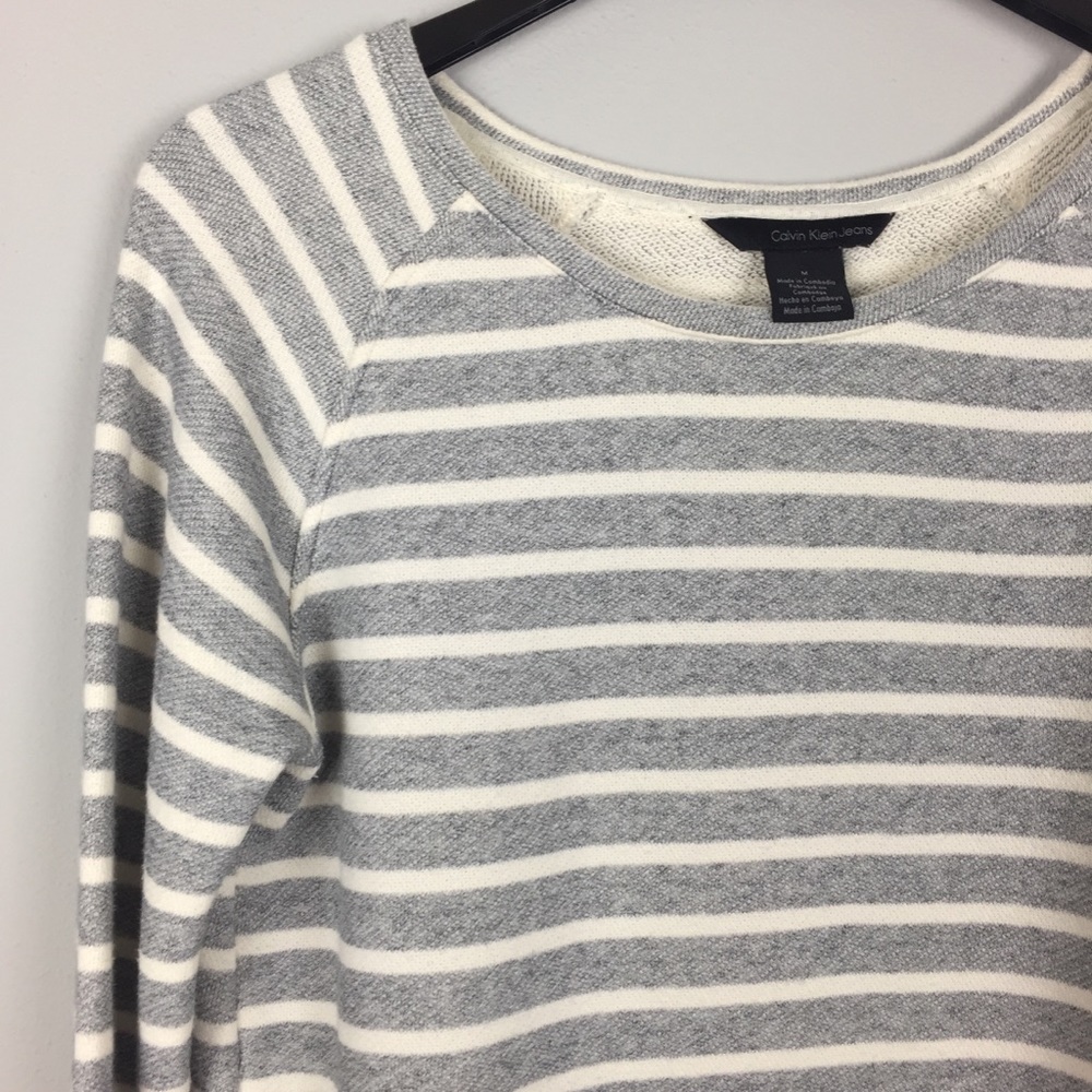 Calvin Klein Jeans Gray & White Striped Sweatshirt